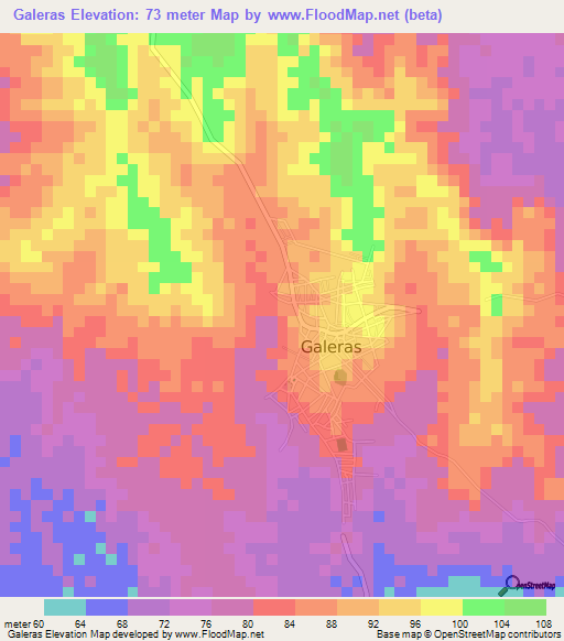 Galeras,Colombia Elevation Map