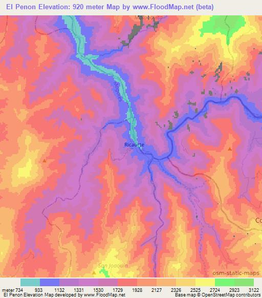 El Penon,Colombia Elevation Map