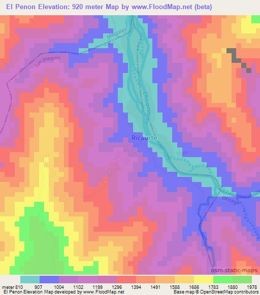 El Penon,Colombia Elevation Map