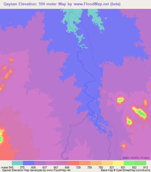 Qaysan,Sudan Elevation Map