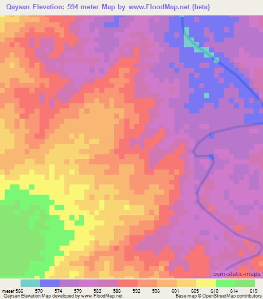 Qaysan,Sudan Elevation Map