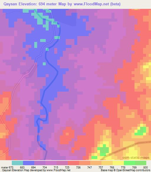 Qaysan,Sudan Elevation Map