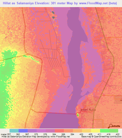 Hillat as Salamaniya,Sudan Elevation Map