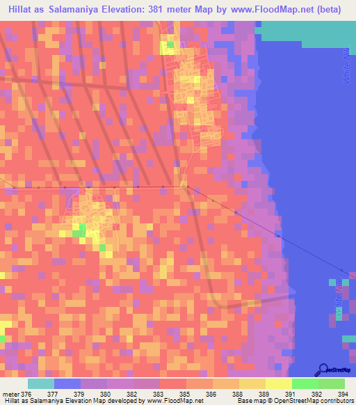 Hillat as Salamaniya,Sudan Elevation Map