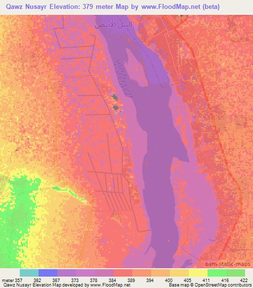 Qawz Nusayr,Sudan Elevation Map