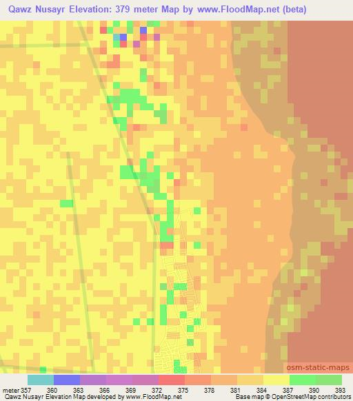 Qawz Nusayr,Sudan Elevation Map