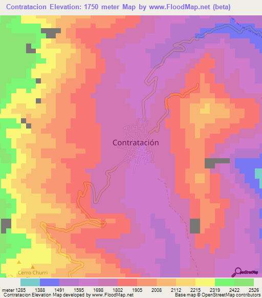 Contratacion,Colombia Elevation Map