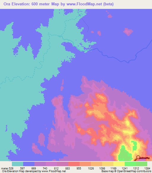 Ora,Sudan Elevation Map