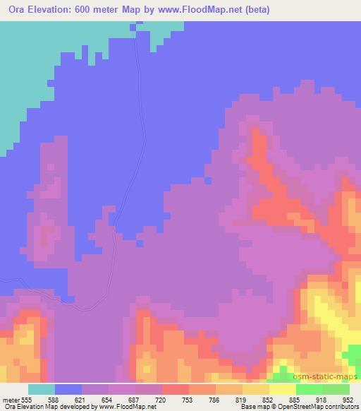 Ora,Sudan Elevation Map