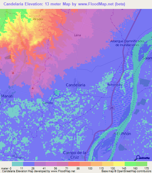 Candelaria,Colombia Elevation Map