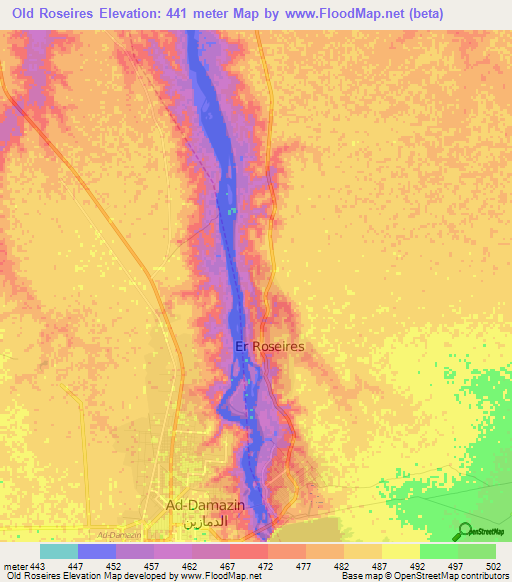 Old Roseires,Sudan Elevation Map