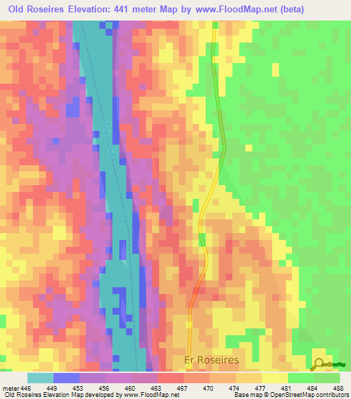 Old Roseires,Sudan Elevation Map