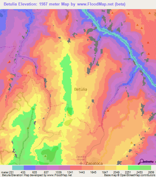 Betulia,Colombia Elevation Map