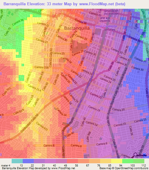 Elevation of Barranquilla,Colombia Elevation Map, Topography, Contour