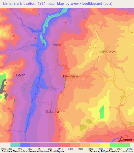 Barichara,Colombia Elevation Map