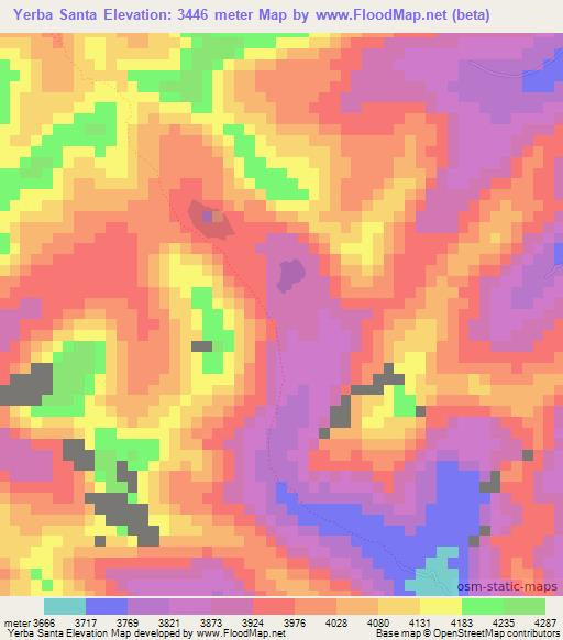 Yerba Santa,Peru Elevation Map