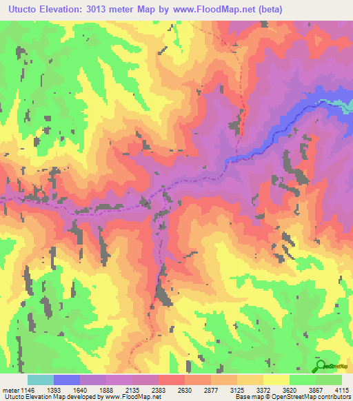 Utucto,Peru Elevation Map