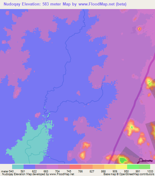 Nudoqay,Sudan Elevation Map