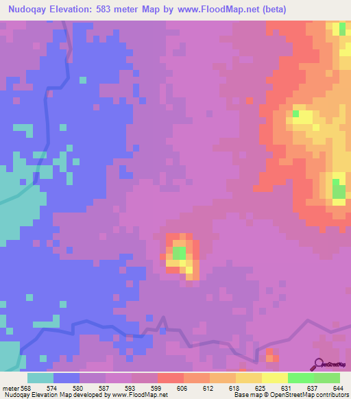 Nudoqay,Sudan Elevation Map