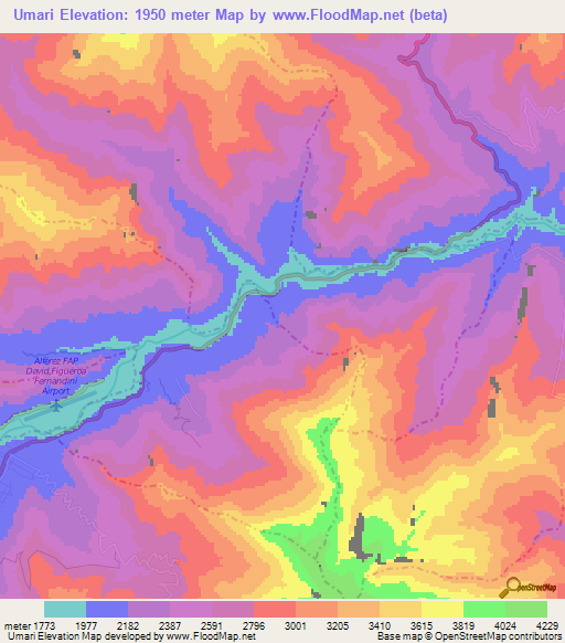 Umari,Peru Elevation Map