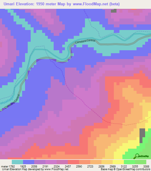 Umari,Peru Elevation Map