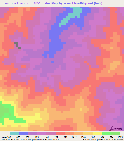 Trismaje,Peru Elevation Map