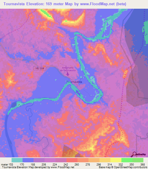 Tournavista,Peru Elevation Map