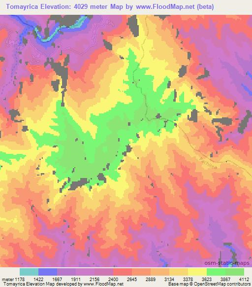 Tomayrica,Peru Elevation Map