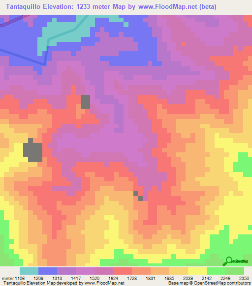 Tantaquillo,Peru Elevation Map