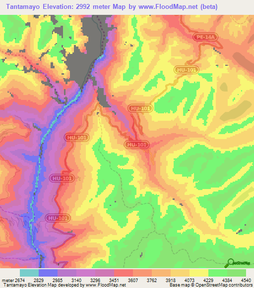 Tantamayo,Peru Elevation Map