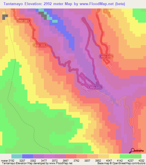 Tantamayo,Peru Elevation Map