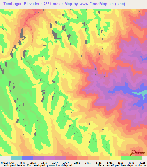 Tambogan,Peru Elevation Map