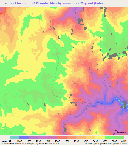 Tambo,Peru Elevation Map