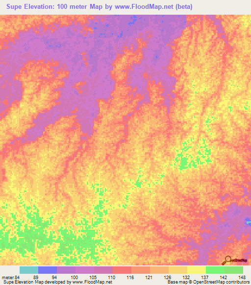 Elevation of Supe,Peru Elevation Map, Topography, Contour