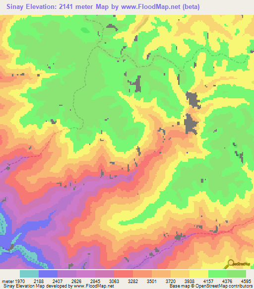 Sinay,Peru Elevation Map