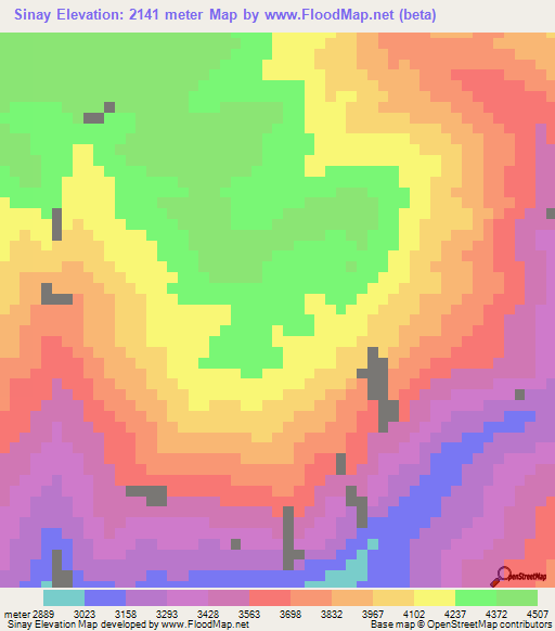 Sinay,Peru Elevation Map