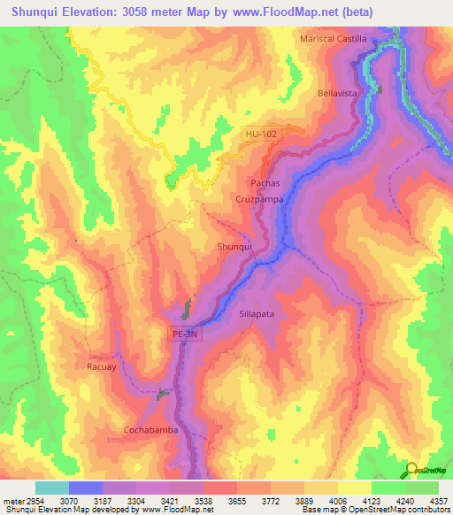 Shunqui,Peru Elevation Map