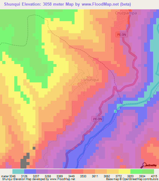 Shunqui,Peru Elevation Map