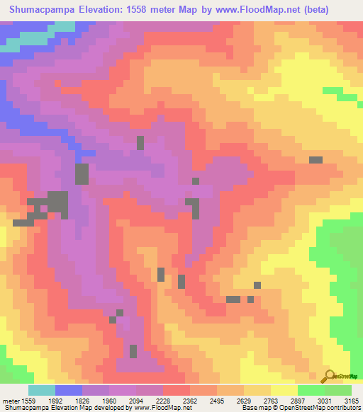 Shumacpampa,Peru Elevation Map