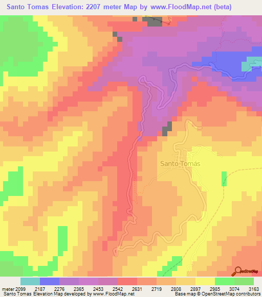 Santo Tomas,Peru Elevation Map