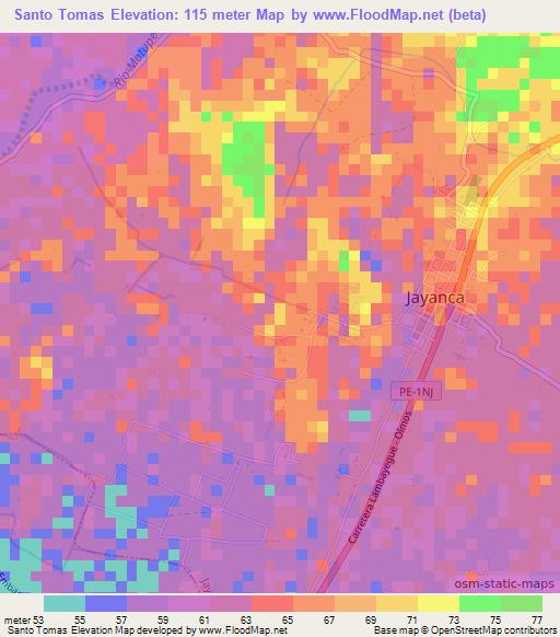 Santo Tomas,Peru Elevation Map