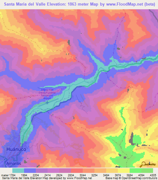 Santa Maria del Valle,Peru Elevation Map