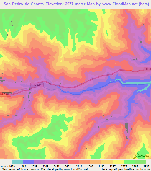 San Pedro de Chonta,Peru Elevation Map