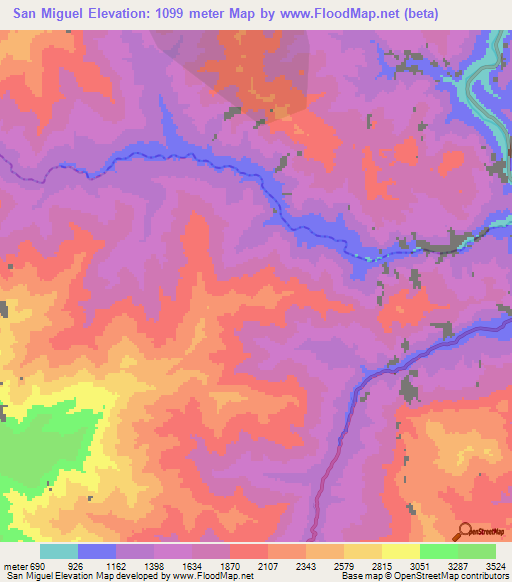 San Miguel,Peru Elevation Map