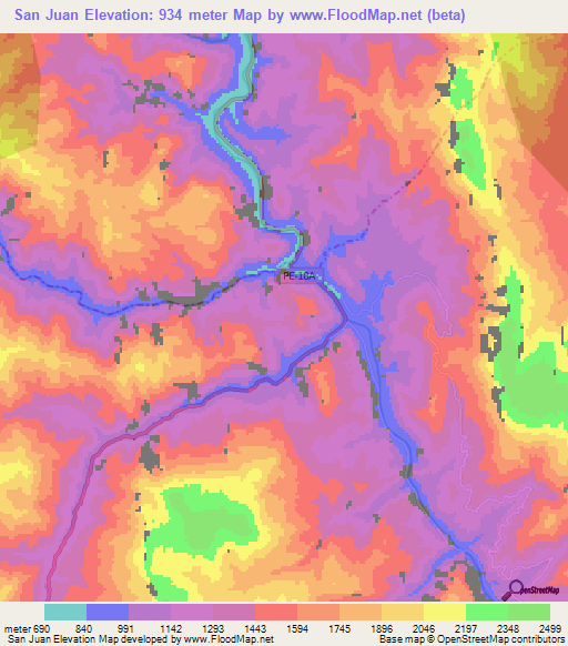 San Juan,Peru Elevation Map