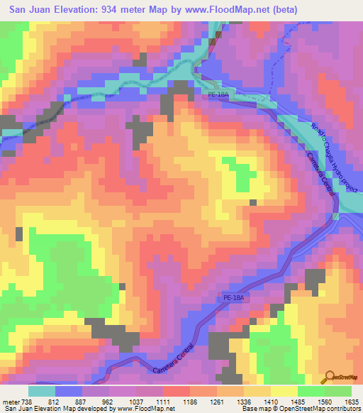 San Juan,Peru Elevation Map