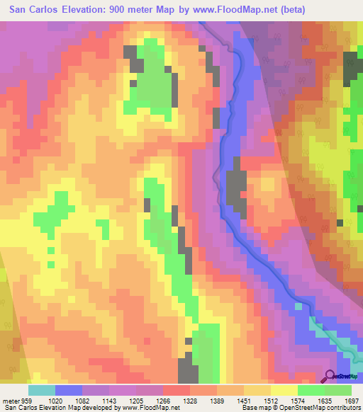 San Carlos,Peru Elevation Map