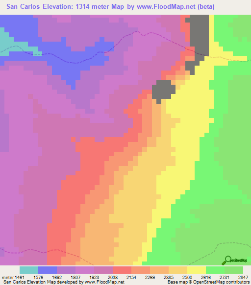 San Carlos,Peru Elevation Map