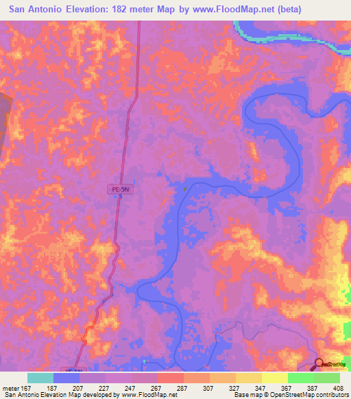 San Antonio,Peru Elevation Map