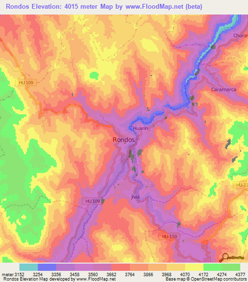 Rondos,Peru Elevation Map